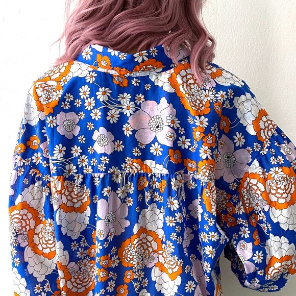 Floral Blouse Retro Blouse Flower Print Top RAILS Colorful Top Groovy Blouse SML - Picture 4 of 12